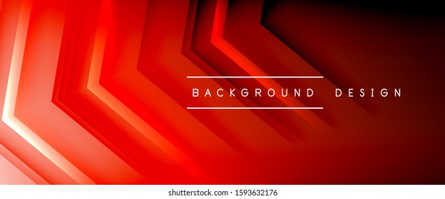 Arrow lines, technology digital template with shadows and lights on gradient background. Trendy simple fluid color gradient abstract background with dynamic straight shadow lines effect. Vector