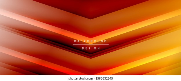 Arrow lines, technology digital template with shadows and lights on gradient background. Trendy simple fluid color gradient abstract background with dynamic straight shadow lines effect. Vector