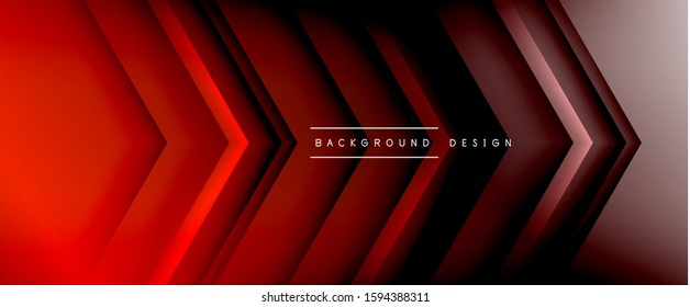 Líneas de flecha, plantilla digital de tecnología con sombras y luces en el fondo del degradado. Fondo abstracto de degradado de color simple y moderno con efecto de sombras rectas dinámicas. Vector