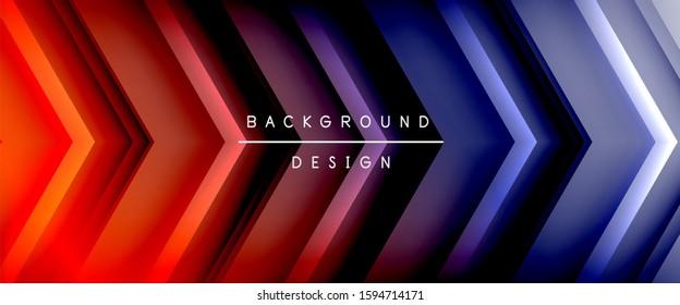 Arrow lines, technology digital template with shadows and lights on gradient background. Trendy simple fluid color gradient abstract background with dynamic straight shadow lines effect. Vector