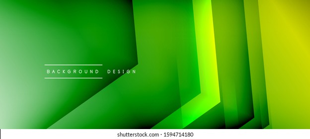 Arrow lines, technology digital template with shadows and lights on gradient background. Trendy simple fluid color gradient abstract background with dynamic straight shadow lines effect. Vector