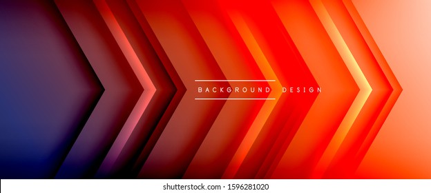 Líneas de flecha, plantilla digital de tecnología con sombras y luces en el fondo del degradado. Fondo abstracto de degradado de color simple y moderno con efecto de sombras rectas dinámicas. Vector