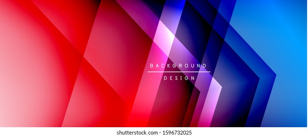 Arrow lines, technology digital template with shadows and lights on gradient background. Trendy simple fluid color gradient abstract background with dynamic straight shadow lines effect. Vector