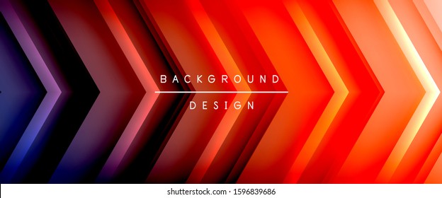 Arrow lines, technology digital template with shadows and lights on gradient background. Trendy simple fluid color gradient abstract background with dynamic straight shadow lines effect. Vector