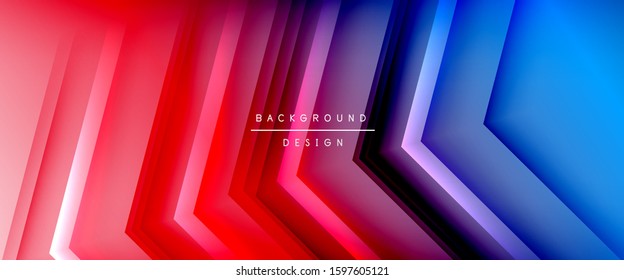 Arrow lines, technology digital template with shadows and lights on gradient background. Trendy simple fluid color gradient abstract background with dynamic straight shadow lines effect. Vector