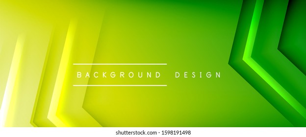 Arrow lines, technology digital template with shadows and lights on gradient background. Trendy simple fluid color gradient abstract background with dynamic straight shadow lines effect. Vector