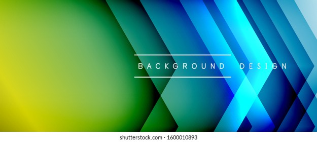 Arrow lines, technology digital template with shadows and lights on gradient background. Trendy simple fluid color gradient abstract background with dynamic straight shadow lines effect. Vector