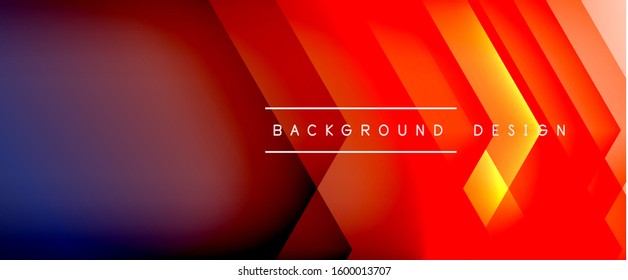 Arrow lines, technology digital template with shadows and lights on gradient background. Trendy simple fluid color gradient abstract background with dynamic straight shadow lines effect. Vector