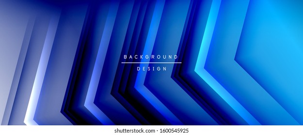 Arrow lines, technology digital template with shadows and lights on gradient background. Trendy simple fluid color gradient abstract background with dynamic straight shadow lines effect. Vector