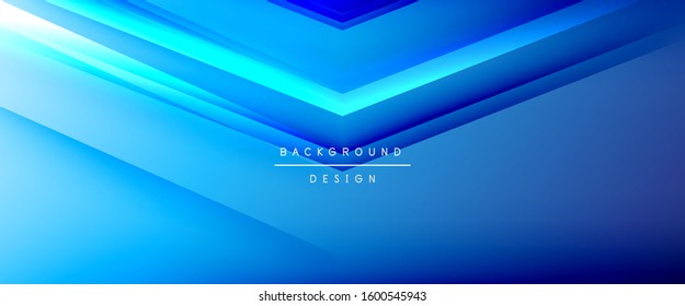 Arrow lines, technology digital template with shadows and lights on gradient background. Trendy simple fluid color gradient abstract background with dynamic straight shadow lines effect. Vector
