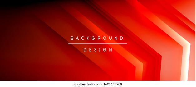 Linhas de seta, modelo digital de tecnologia com sombras e luzes no plano de fundo gradiente. Fundo abstrato do gradiente de cor de fluido simples da moda com efeito de linhas de sombra reta dinâmica. Vetor