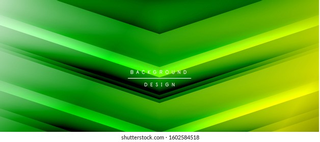 Arrow lines, technology digital template with shadows and lights on gradient background. Trendy simple fluid color gradient abstract background with dynamic straight shadow lines effect. Vector