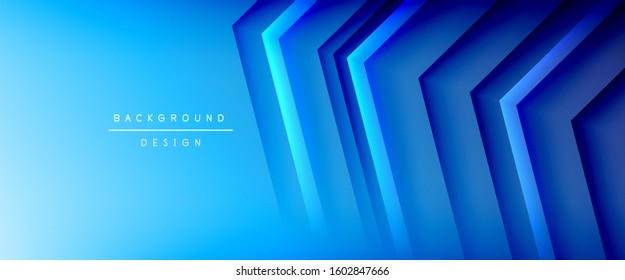 Arrow lines, technology digital template with shadows and lights on gradient background. Trendy simple fluid color gradient abstract background with dynamic straight shadow lines effect. Vector