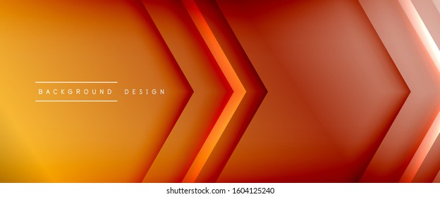 Arrow lines, technology digital template with shadows and lights on gradient background. Trendy simple fluid color gradient abstract background with dynamic straight shadow lines effect. Vector