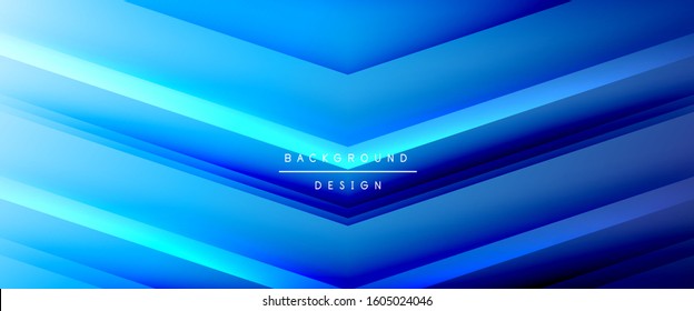 Arrow lines, technology digital template with shadows and lights on gradient background. Trendy simple fluid color gradient abstract background with dynamic straight shadow lines effect. Vector