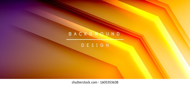Arrow lines, technology digital template with shadows and lights on gradient background. Trendy simple fluid color gradient abstract background with dynamic straight shadow lines effect. Vector