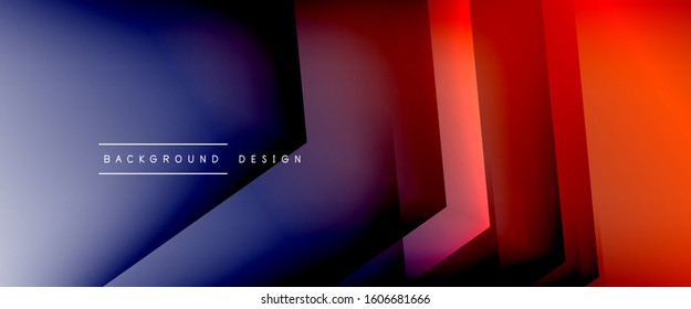 Arrow lines, technology digital template with shadows and lights on gradient background. Trendy simple fluid color gradient abstract background with dynamic straight shadow lines effect. Vector