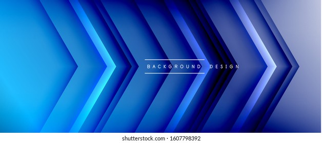 Arrow lines, technology digital template with shadows and lights on gradient background. Trendy simple fluid color gradient abstract background with dynamic straight shadow lines effect. Vector