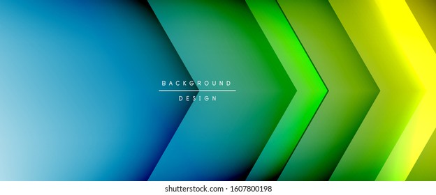 Arrow lines, technology digital template with shadows and lights on gradient background. Trendy simple fluid color gradient abstract background with dynamic straight shadow lines effect. Vector