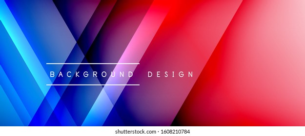 Arrow lines, technology digital template with shadows and lights on gradient background. Trendy simple fluid color gradient abstract background with dynamic straight shadow lines effect. Vector