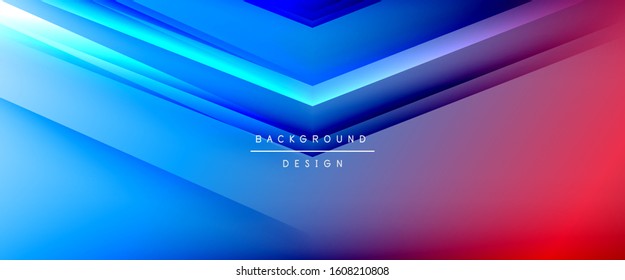 Arrow lines, technology digital template with shadows and lights on gradient background. Trendy simple fluid color gradient abstract background with dynamic straight shadow lines effect. Vector