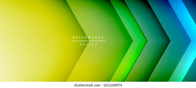 Arrow lines, technology digital template with shadows and lights on gradient background. Trendy simple fluid color gradient abstract background with dynamic straight shadow lines effect. Vector