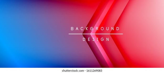 Arrow lines, technology digital template with shadows and lights on gradient background. Trendy simple fluid color gradient abstract background with dynamic straight shadow lines effect. Vector