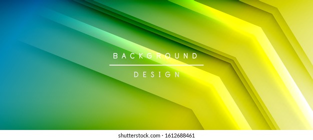 Arrow lines, technology digital template with shadows and lights on gradient background. Trendy simple fluid color gradient abstract background with dynamic straight shadow lines effect. Vector