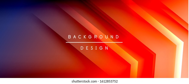 Arrow lines, technology digital template with shadows and lights on gradient background. Trendy simple fluid color gradient abstract background with dynamic straight shadow lines effect. Vector