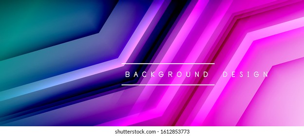 Líneas de flecha, plantilla digital de tecnología con sombras y luces en el fondo del degradado. Fondo abstracto de degradado de color simple y moderno con efecto de sombras rectas dinámicas. Vector