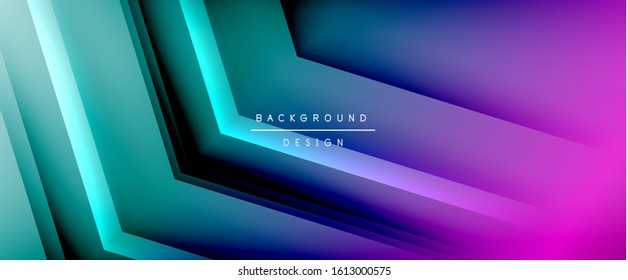 Arrow lines, technology digital template with shadows and lights on gradient background. Trendy simple fluid color gradient abstract background with dynamic straight shadow lines effect. Vector