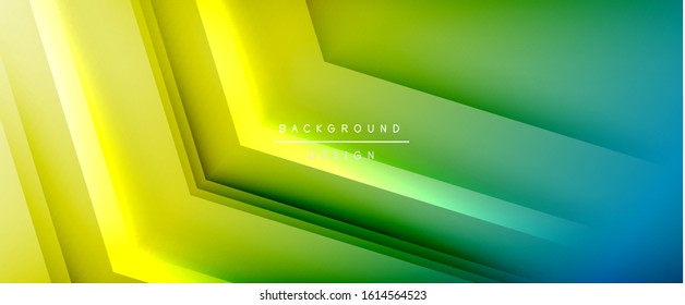 Arrow lines, technology digital template with shadows and lights on gradient background. Trendy simple fluid color gradient abstract background with dynamic straight shadow lines effect. Vector