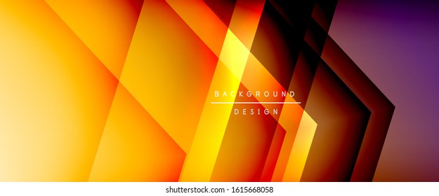 Arrow lines, technology digital template with shadows and lights on gradient background. Trendy simple fluid color gradient abstract background with dynamic straight shadow lines effect. Vector