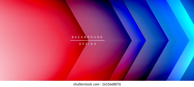 Arrow lines, technology digital template with shadows and lights on gradient background. Trendy simple fluid color gradient abstract background with dynamic straight shadow lines effect. Vector