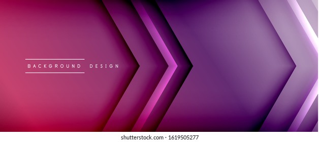 Arrow lines, technology digital template with shadows and lights on gradient background. Trendy simple fluid color gradient abstract background with dynamic straight shadow lines effect. Vector