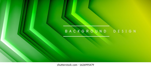 Líneas de flecha, plantilla digital de tecnología con sombras y luces en el fondo del degradado. Fondo abstracto de degradado de color simple y moderno con efecto de sombras rectas dinámicas. Vector