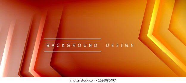 Arrow lines, technology digital template with shadows and lights on gradient background. Trendy simple fluid color gradient abstract background with dynamic straight shadow lines effect. Vector