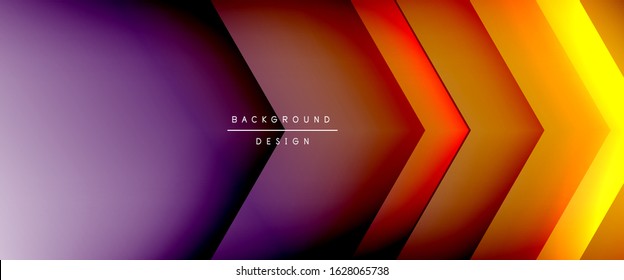 Arrow lines, technology digital template with shadows and lights on gradient background. Trendy simple fluid color gradient abstract background with dynamic straight shadow lines effect. Vector