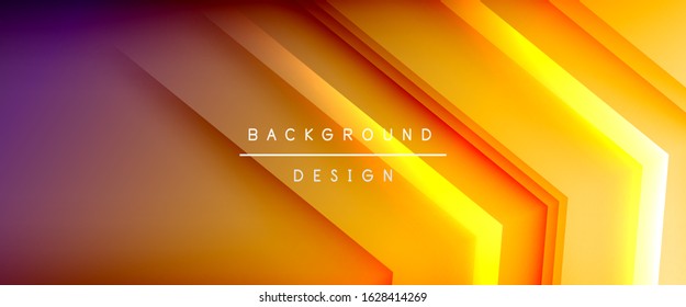 Arrow lines, technology digital template with shadows and lights on gradient background. Trendy simple fluid color gradient abstract background with dynamic straight shadow lines effect. Vector