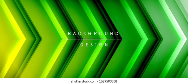 Líneas de flecha, plantilla digital de tecnología con sombras y luces en el fondo del degradado. Fondo abstracto de degradado de color simple y moderno con efecto de sombras rectas dinámicas. Vector