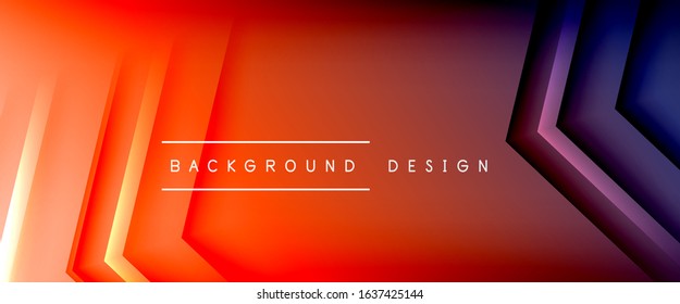 Arrow lines, technology digital template with shadows and lights on gradient background. Trendy simple fluid color gradient abstract background with dynamic straight shadow lines effect. Vector