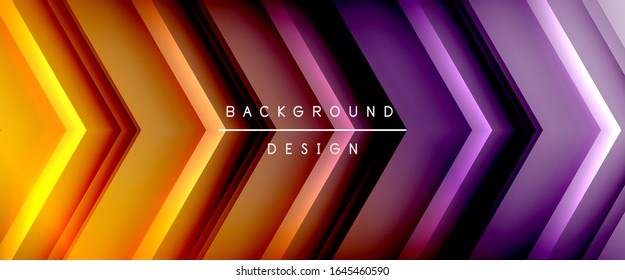 Arrow lines, technology digital template with shadows and lights on gradient background. Trendy simple fluid color gradient abstract background with dynamic straight shadow lines effect. Vector