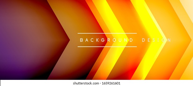 Arrow lines, technology digital template with shadows and lights on gradient background. Trendy simple fluid color gradient abstract background with dynamic straight shadow lines effect. Vector
