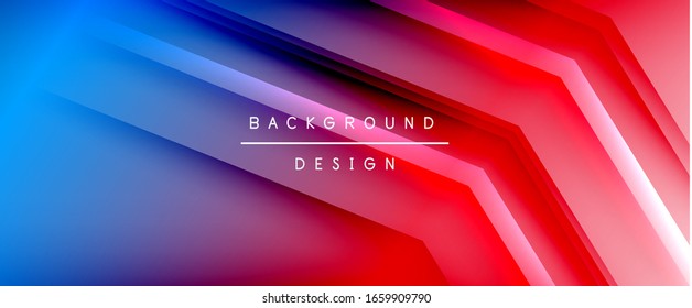 Arrow lines, technology digital template with shadows and lights on gradient background. Trendy simple fluid color gradient abstract background with dynamic straight shadow lines effect. Vector
