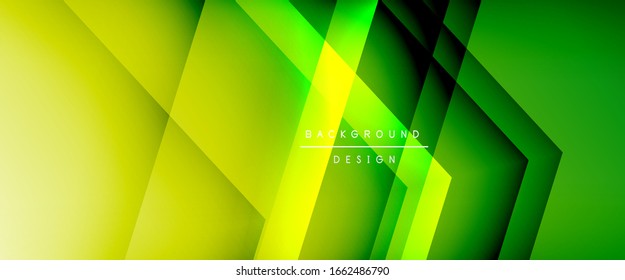 Arrow lines, technology digital template with shadows and lights on gradient background. Trendy simple fluid color gradient abstract background with dynamic straight shadow lines effect. Vector
