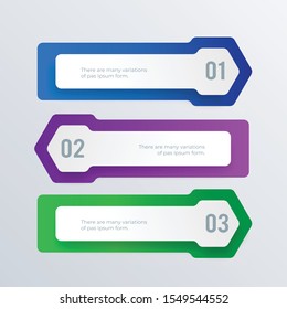 Arrow list infographics template design. Business concept infograph with 3 options, steps or processes. Vector visualization can be used for workflow layout, diagram, annual report, web