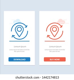 Arrow, Location, Map, Marker, Pin  Blue and Red Download and Buy Now web Widget Card Template