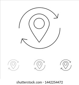 Arrow, Location, Map, Marker, Pin Bold and thin black line icon set