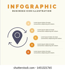 Arrow, Location, Map, Marker, Pin Solid Icon Infographics 5 Steps Presentation Background