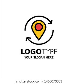 Arrow, Location, Map, Marker, Pin Business Logo Template. Flat Color. Vector Icon Template background